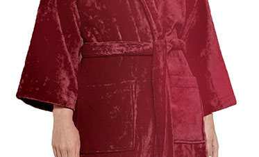 Soft Comfort Unisex Medium Bathrobe, Raspberry Red| 300 GSM Cotton| Sheared Velvet Touch