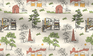 Atulaya Bharat King Bedsheet Set, Dilwalo Ki Dilli|144 TC Cotton|2 Pillow Covers