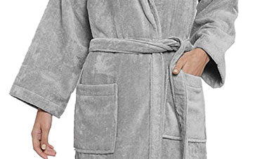 Soft Comfort Unisex Medium Bathrobe, Real Steel| 300 GSM Cotton| Sheared Velvet Touch