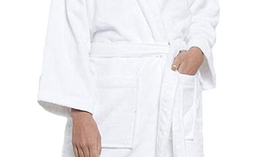 Soft Comfort Unisex Medium Bathrobe, Dream White| 300 GSM Cotton| Sheared Velvet Touch