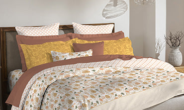 Road To Jaipur  Bedding Set, Bagru| 210 TC|4 Pc Set