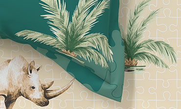 Juniors Double Bedsheet, Jigsaw Jungle| 144TC Cotton|2 Pillow Covers & 2 Cushion Covers