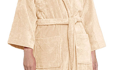 Soft Comfort Unisex Medium Bathrobe, Bleached Sand| 300 GSM Cotton| Sheared Velvet Touch