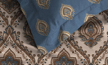 Celebration Queen Bedsheet Set, Noor Beige|144 TC Cotton|2 Pillow Covers