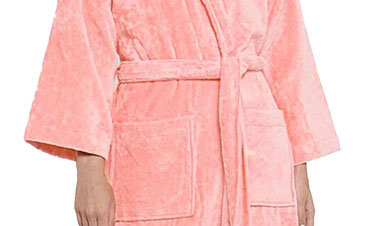 Soft Comfort Unisex Medium Bathrobe, Tender Peach| 300 GSM Cotton| Sheared Velvet Touch