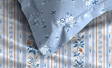 Celebration Queen Bedsheet Set, English Garden Blue|144 TC Cotton|2 Pillow Covers