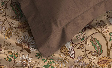 Celebration Queen Bedsheet Set, Chintz Brown|144 TC Cotton|2 Pillow Covers