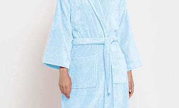 Classic Unisex Large Bathrobe, Pure Aqua| 300 GSM Cotton| Velvet Touch