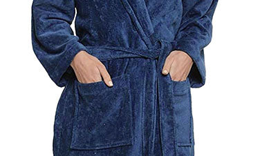 Soft Comfort Unisex Medium Bathrobe, Medieval Blue| 300 GSM Cotton| Sheared Velvet Touch