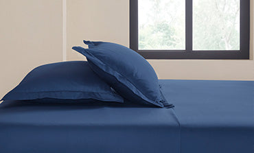 Nectarsoft Solid King Bedsheet Set, Metallic Blues| 400 TC Cotton| 4 Pillow Covers