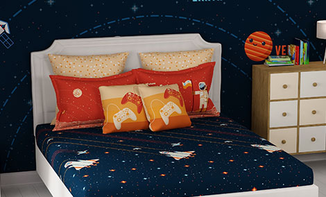 Juniors Double Bedsheet, Lightyear| 144TC Cotton|2 Pillow Covers & 2 Cushion Covers