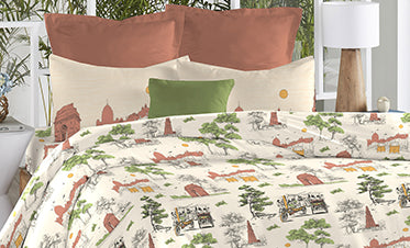 Atulaya Bharat King Bedsheet Set, Dilwalo Ki Dilli|144 TC Cotton|2 Pillow Covers