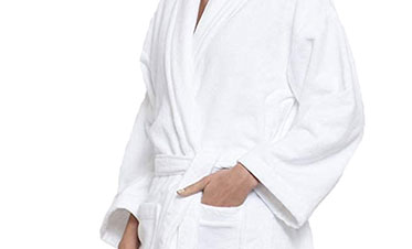 Soft Comfort Unisex Medium Bathrobe, Dream White| 300 GSM Cotton| Sheared Velvet Touch