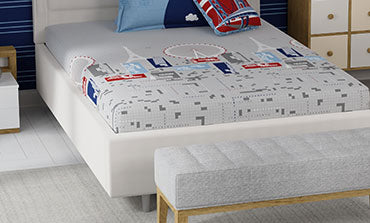 Juniors Single Bedsheet Set, Crossworld|144 TC Cotton|1 Pillow Cover