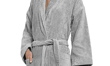 Soft Comfort Unisex Medium Bathrobe, Real Steel| 300 GSM Cotton| Sheared Velvet Touch