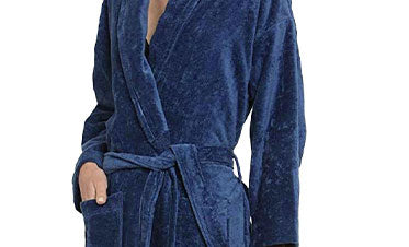 Soft Comfort Unisex Medium Bathrobe, Medieval Blue| 300 GSM Cotton| Sheared Velvet Touch