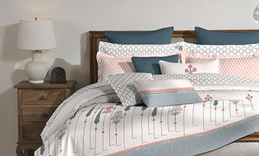 Road To Jaipur Double Duvet Set, Parchinkari|210 TC Cotton| 6 Pc Set