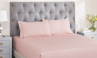 Nectarsoft Solid King Bedsheet Set, Blush| 400 TC Cotton| 4 Pillow Covers