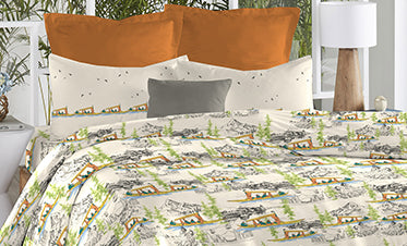 Atulaya Bharat King Bedsheet Set, Kashmir Ki Kali|144 TC Cotton|2 Pillow Covers
