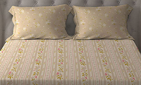 Celebration Queen Bedsheet Set, English Garden Pink|144 TC Cotton|2 Pillow Covers