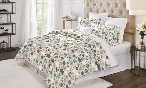 Home Essential Daphine Flannel King Bedsheet With 2 Pillow Cover, 144TC, 100% Micro Polyester, Printed, Beige