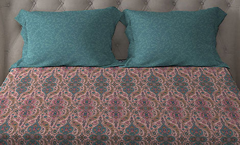 Celebration Queen Bedsheet Set, Feza Pink|144 TC Cotton|2 Pillow Covers