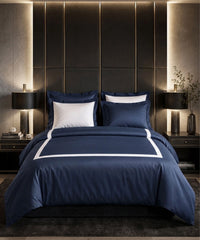 Luxehome Hotelier King Bedsheet Set, Classic Navy| 600 TC Cotton| 5 Pc Set