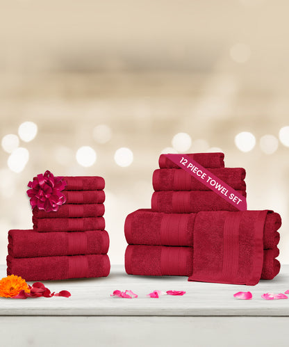 Soft Comfort, 12Pc Set,Air Rich Technology , 509 GSM,Crimson Red