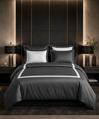 Luxehome Hotelier King Bedsheet Set, Graphite Charcoal| 600 TC Cotton| 5 Pc Set