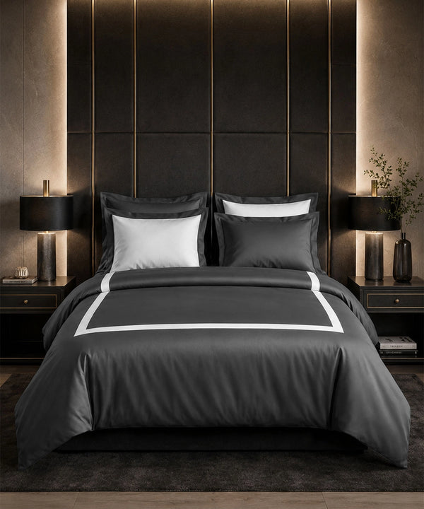 Luxe Home Hotelier King Bedsheet Set, Graphite Charcoal| 600 TC Cotton| 5 Pc Set