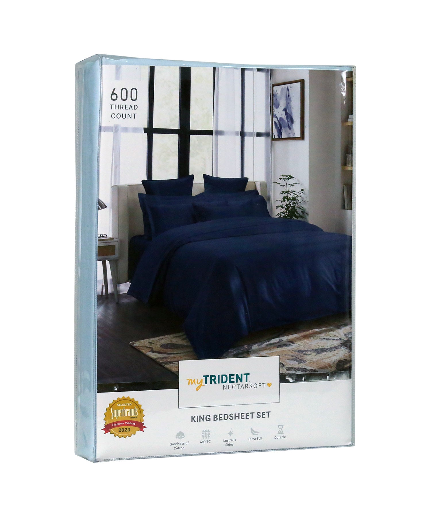 600 TC, Nectarsoft King Bedsheet, 100% Cotton, Light Blue