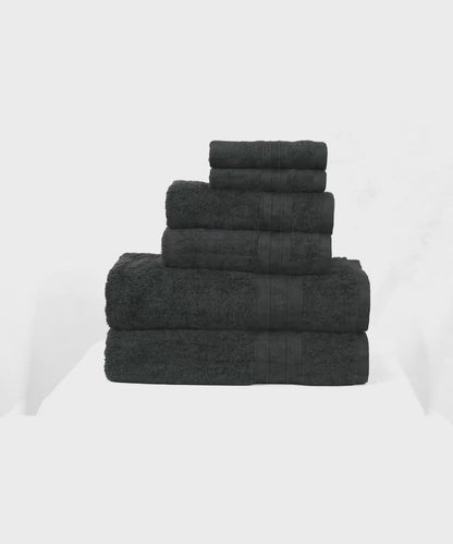 Soft Comfort 6Pc Towel Set, Black|509 GSM Cotton|Air Rich Technology