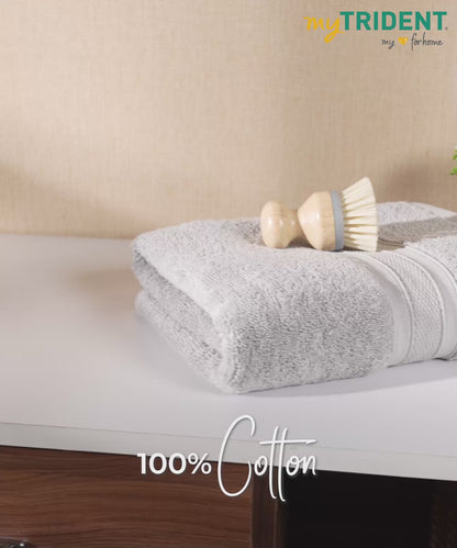 Soft Comfort 1Pc Bath Towel, Silver|509 GSM Cotton|Air Rich Technology