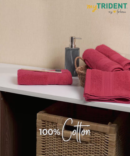 Soft Comfort 4Pc Hand Towel Set, Crimson Red|509 GSM Cotton|Air Rich Technology