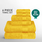 Soft Comfort, 6Pc Set,Air Rich Technology Towel Set ,509 GSM,Mustard Yellow