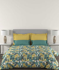 Epitome Fractal Queen Bedsheet With 2 Pillow Cover, 144TC, 100% Cotton, Yellow